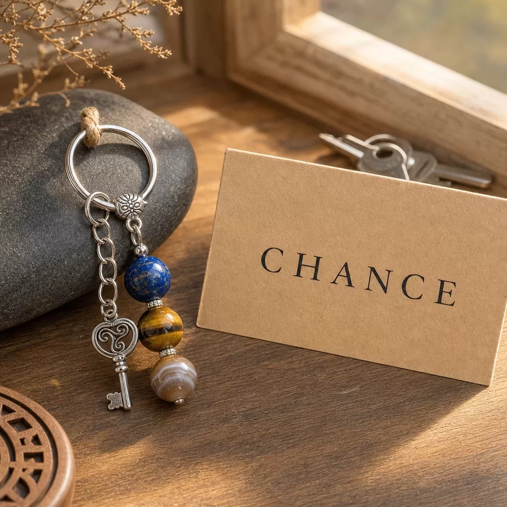 Three-Crystal Intention Keychain Set with Meaning Card