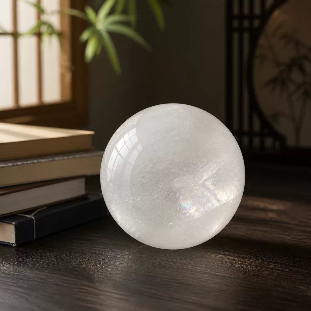 Iceland Spar Crystal Sphere with Stand